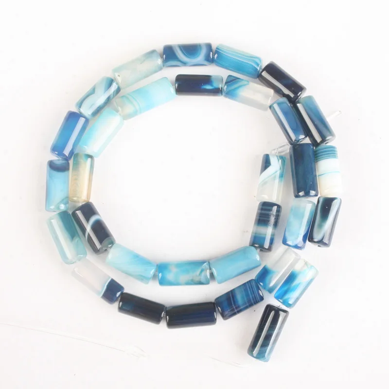 5X12MM Blue Veins Agate Tube Beads DIY Bracelets And Necklaces 15&quotL | Украшения и аксессуары