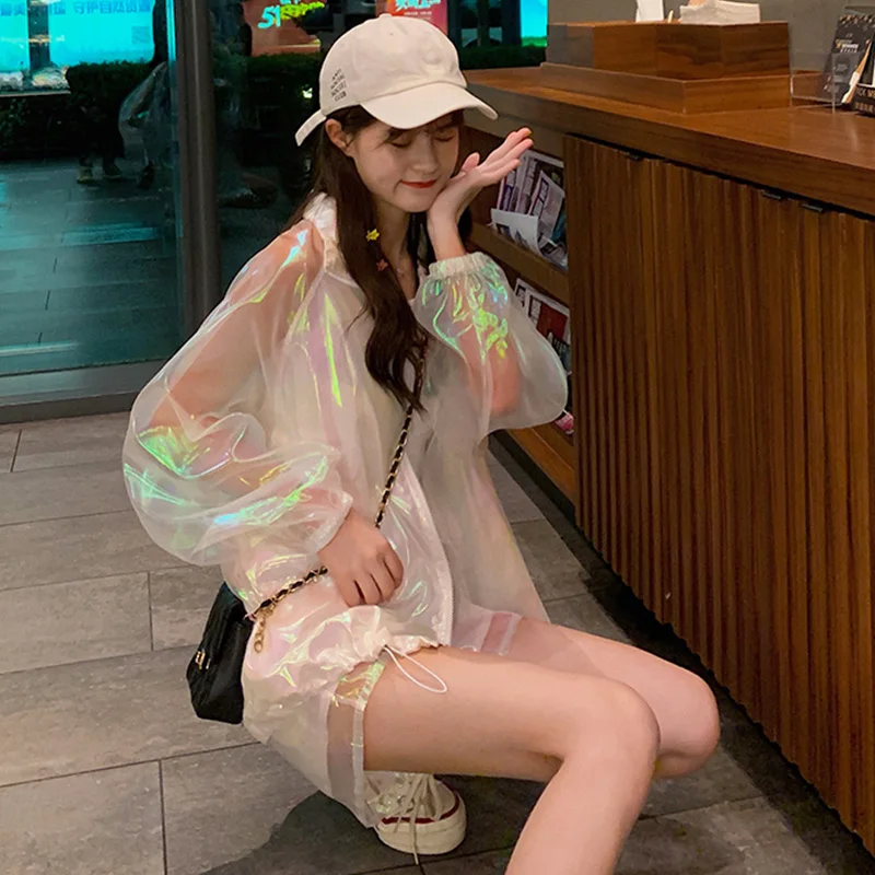 Harajuku/лазерный костюм для девочек комплект из двух предметов: пальто и шорты