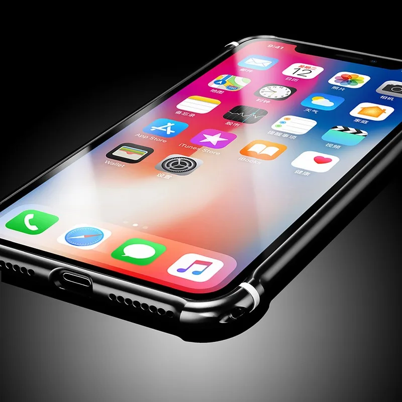 Portefeuille для IPhone X Case роскошный алюминиевый бампер 2 в 1 металлический каркас с
