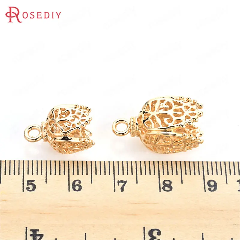 10 шт. 15*10 мм 21*11 мм 24K позолоченные латунные бусины колпачки Diy ювелирные изделия серьги аксессуары