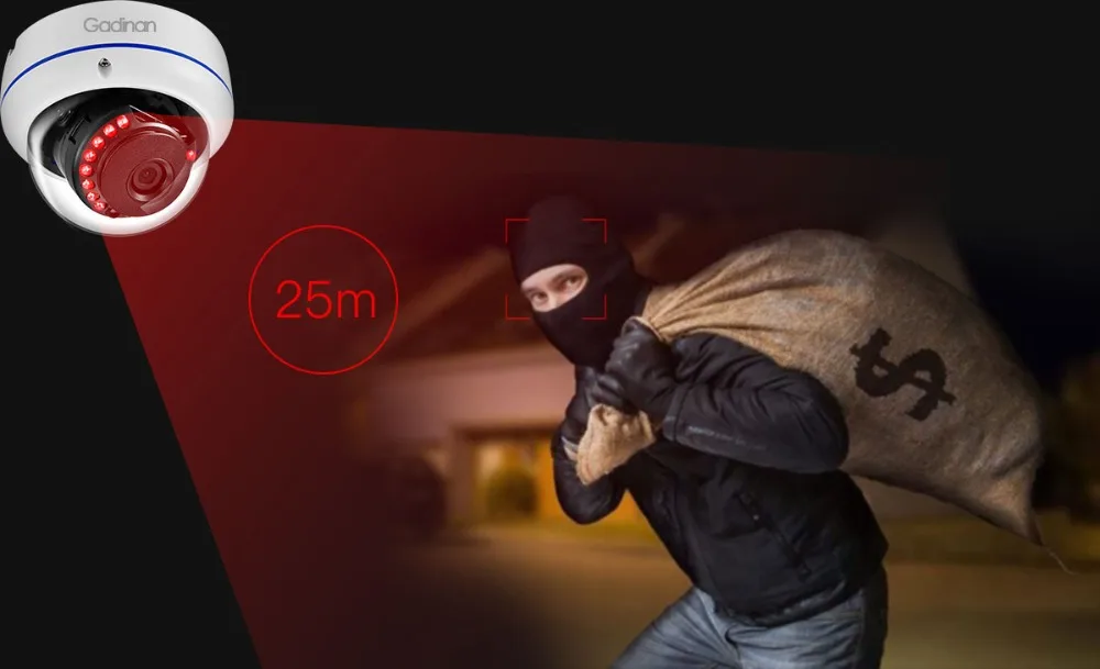 GADINAN H.265 5MP 2592*1944 3MP 2MP IP POE камера безопасности наружная купольная Антивандальная Водонепроницаемая камера Onvif FTP