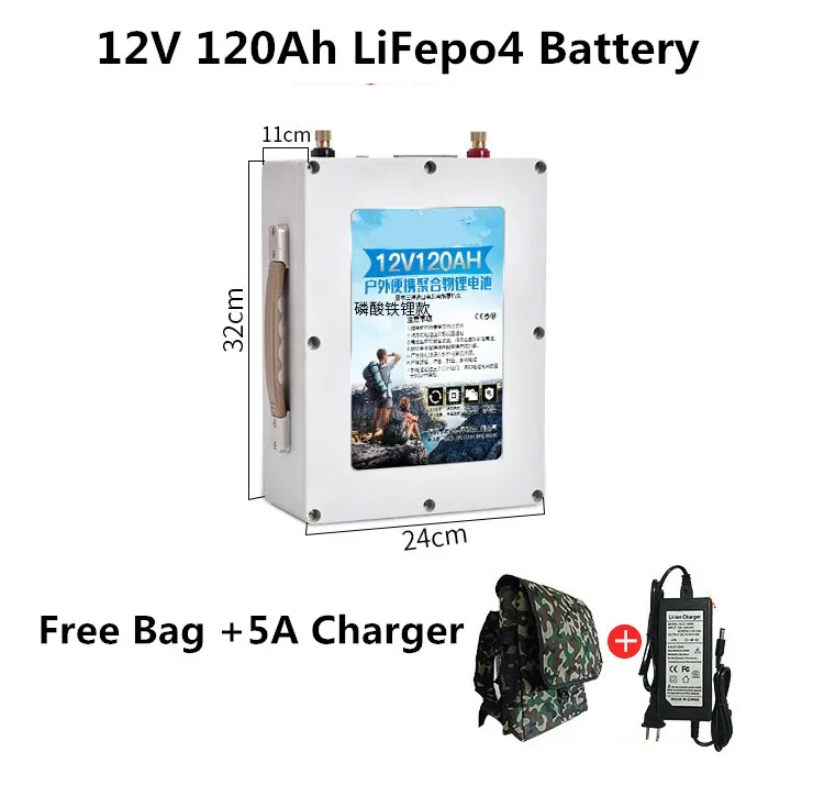 Аккумулятор LiFepo4 12V 120Ah 100Ah 150Ah с сумкой для автофургона Солнечной системы