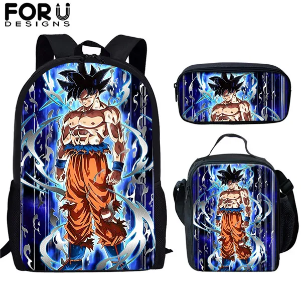 FORUDESIGNS/3 комплекта детский школьный рюкзак Dragon Ball Goku Z Веджета супер сайян принт Детский Рюкзак Школьный для подростков студентов мальчиков - Color: HK3160CGK
