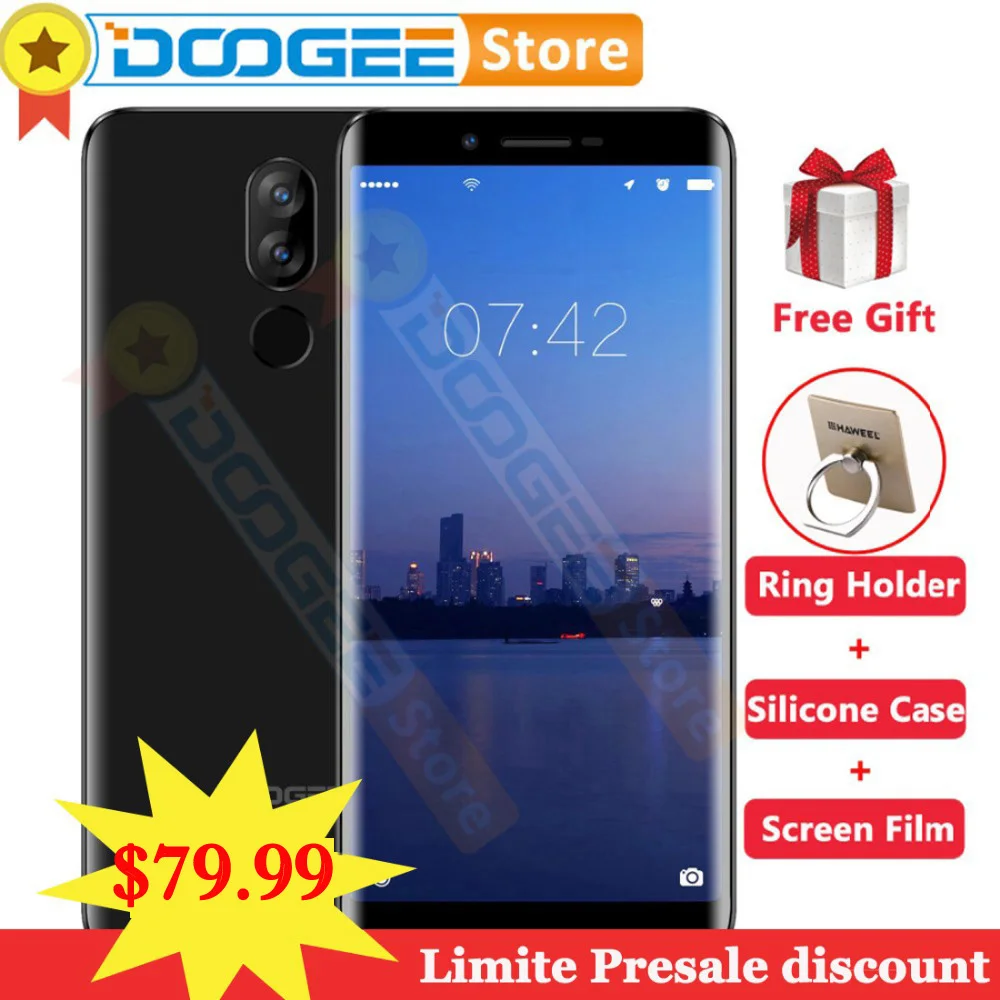 DOOGEE X60L 5 &quotHD 18:9 13MP камера 2 Гб 16 мобильный телефон Android 7 0 MTK6737 четырехъядерный 3300