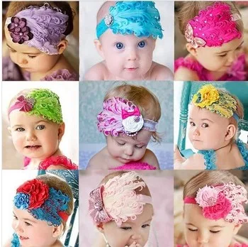 Цветная повязка на голову с перьями для новорожденных девочек волос реквизит