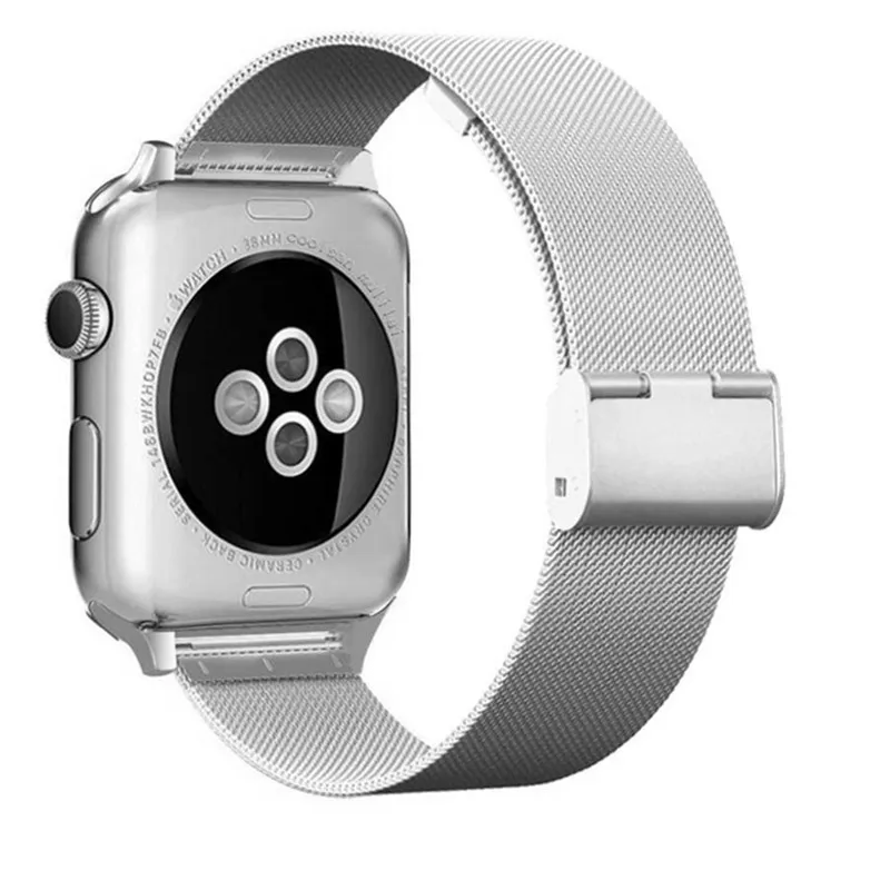 Браслет из нержавеющей стали для Apple Watch Band серебристый складной ремешок