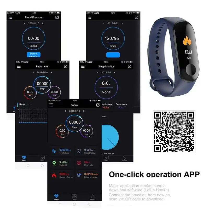 Bluetooth умные часы браслет цветной экран фитнес-трекер кровяное давление пульсометр умные часы