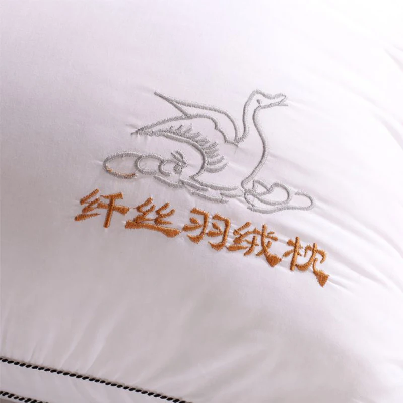 48*74cm 1pcs High Elastic Feather Velvet Pillow 3D White Elegance Health Core Hotel Bedding Feather Pillow Home Textile