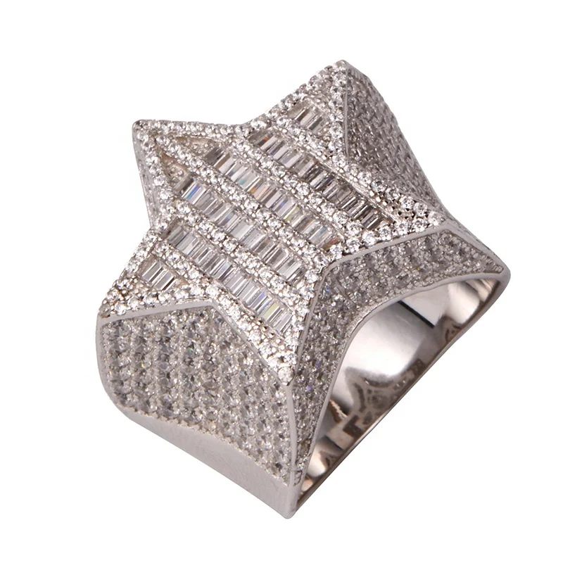 CSJ хип хоп кольца Bling льдом кольцо со звездами золотой цвет серебра талисман