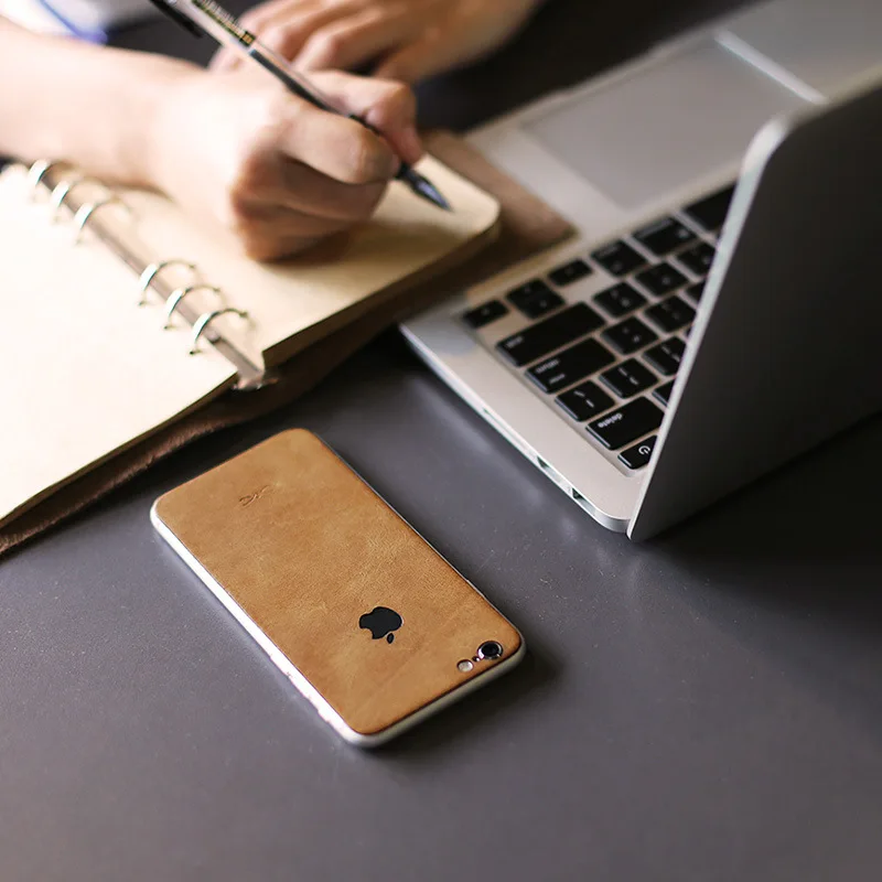 Натуральная кожа выдалбливают полностью Задняя Кожа стикер для iPhone 7 Высокое