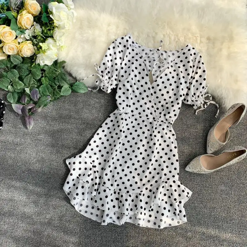 2019 новые модные женские платья приморский праздник ретро платье в горошек v