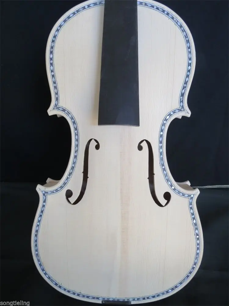 Фото Незаконченная скрипка в стиле Strad 4/4, инкрустированная верхняя часть и спина, резная ребра и шея. # 10537 №2