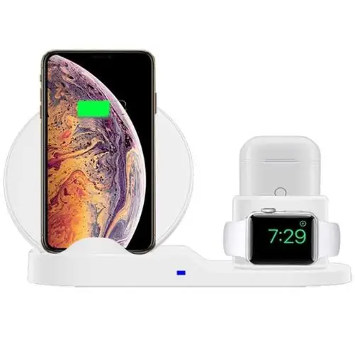 White Tongdaytech 10 Вт Qi Беспроводное зарядное устройство 3 в 1 быстрое зарядное устройство зарядный держатель для iPhone X 8 7 XS XR 11 Pro Max Cargador Inalambrico - Тип штекера: White