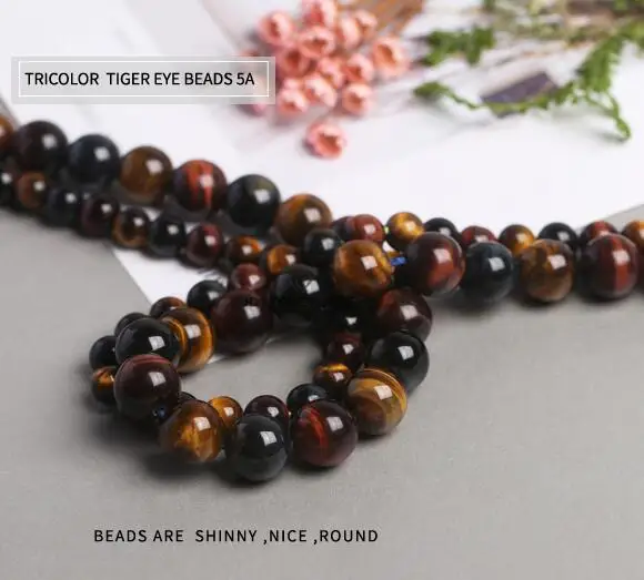 GRADE 5A Hot Selling Natural Tricolor Tiger Eyes Loose Gemstone Stone Round Beads For DIY Handmade Jewelry Making Acessorry - Цвет: GRADE 5A