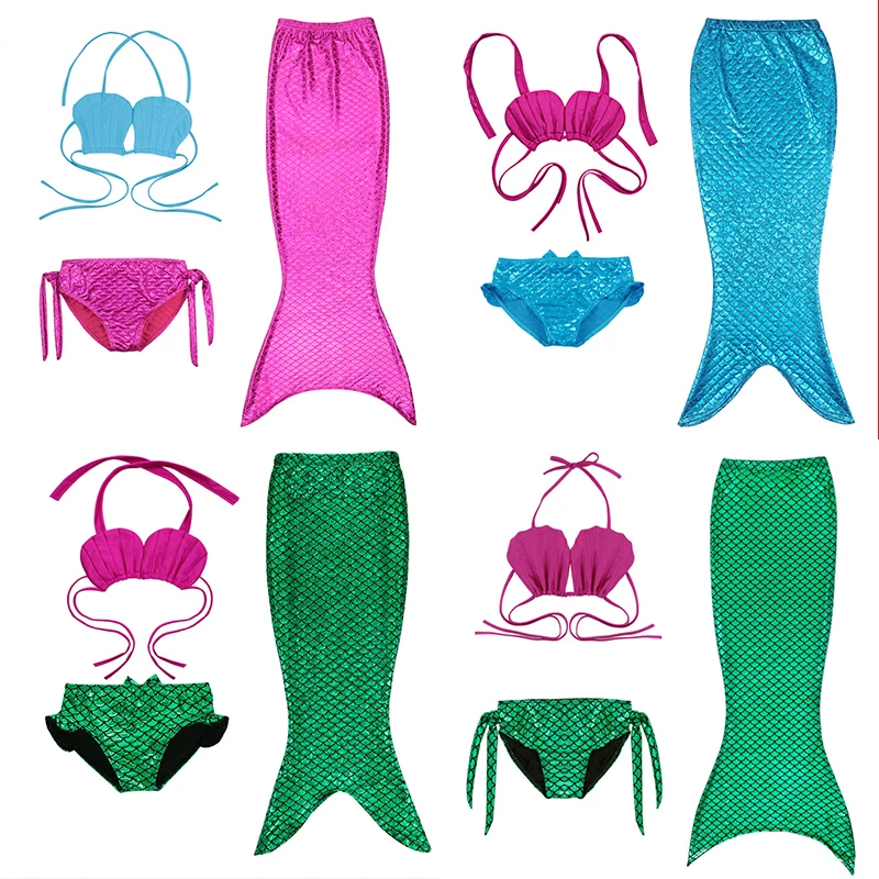 Children Mermaid Tail Princess Dress Baby Girls Kids Bathing Split Swimsuit Costume Swimwear Bikini Fancy Dress For 3-12Y