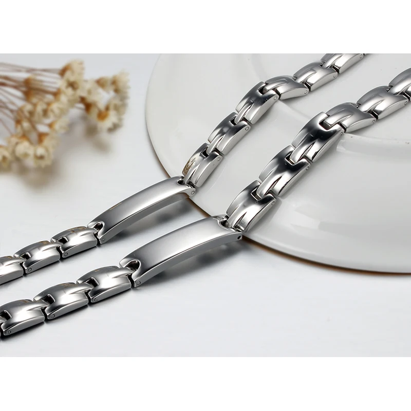 Мужской браслет из нержавеющей стали с гравировкой на цепочке|magnetic bracelet|id