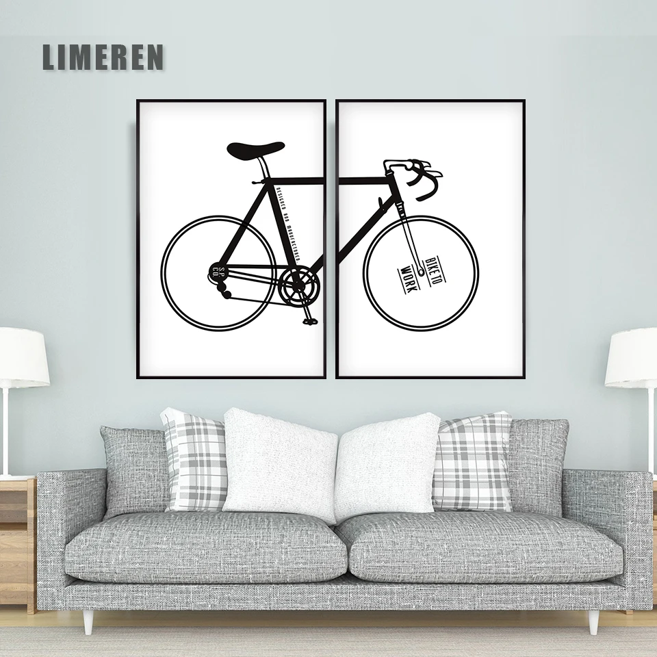 Картина на холсте с изображением велосипеда постер черно белый натюрморт