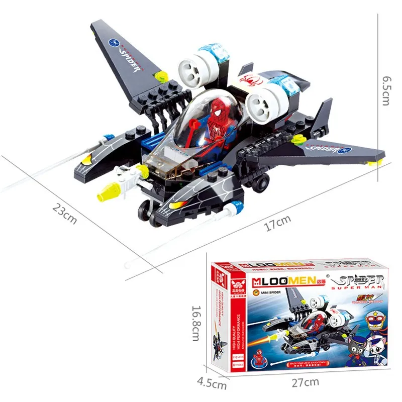 112 шт. супер герой Человек паук Самолет Legoings Строительные блоки Набор игрушек DIY