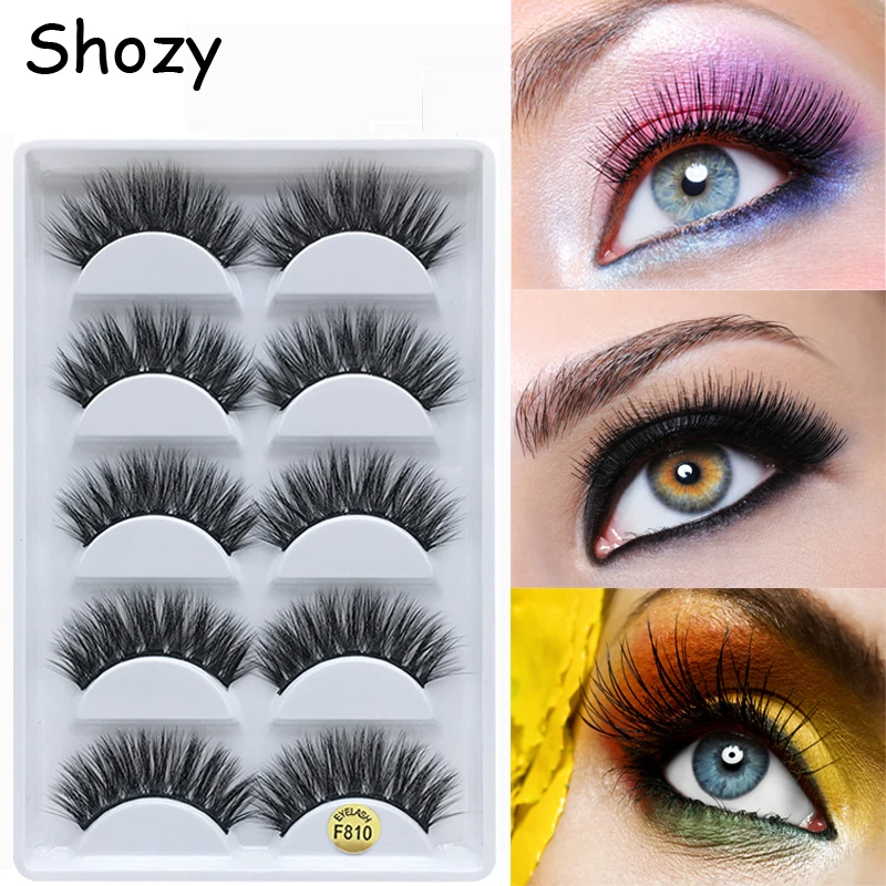 Искусственные норковые накладные ресницы Shozy 5 пар 3D ручной работы натуральные