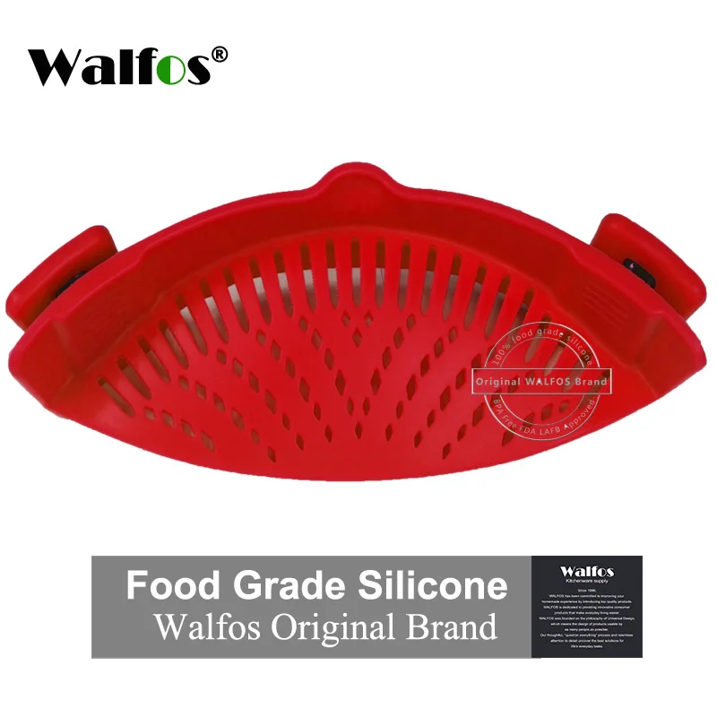 WALFOS, пищевой силиконовый горшок, кастрюля, миска, воронка, ситечко для кухни, для мытья риса, дуршлаги, кухонные аксессуары, гаджеты, кухонные инструменты - Цвет: WALFOS Red