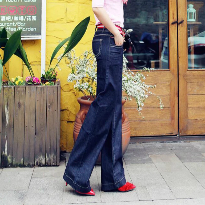 2017 new autumn and winter Fashion casual cotton plus size straight blue female women girls jeans clothes 79114 |