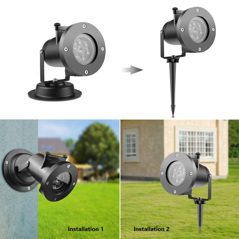 Светодиодный проектор RGB с 12 узорами ночник лампа для сада и лужайки в виде