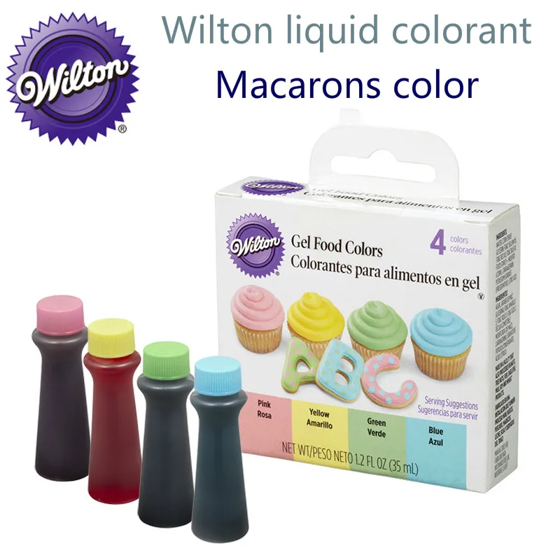 Лет, новинка, импорт США, wilton, съедобный, 4 цвета, пигментный набор, крем, помадка, жидкое красящее средство