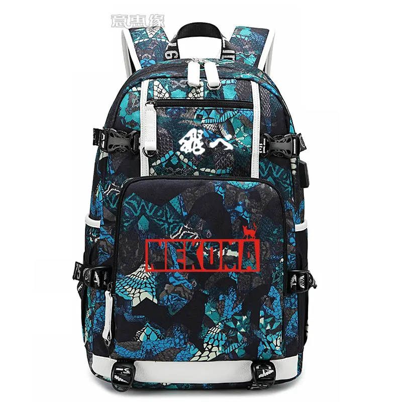 Haikyu рюкзак для студентов Mochila школьный рюкзак с принтом сумка для ноутбука мужские дорожные сумки usb зарядка ранец haikyuu Оксфорд рюкзаки - Цвет: 018