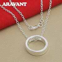925 silver jewelry round circle pendant necklace chain for women wedding jewelry gifts