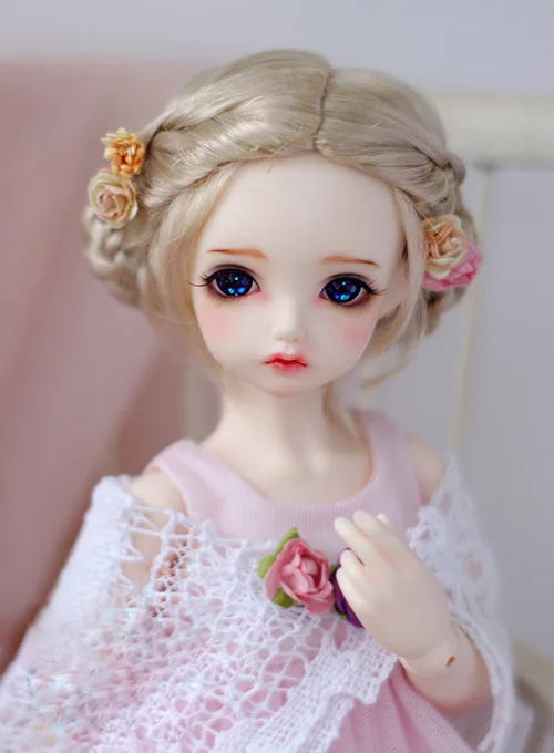 BJD кукла парики светло золотистый смешанный Updo имитация мохер для 1/8 пробор