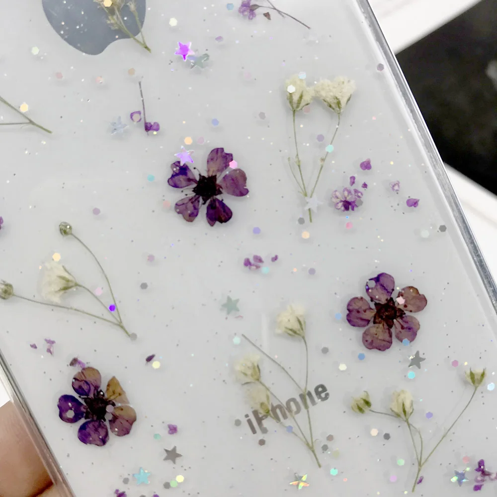 Настоящие сухие цветы чехол для iphone 7 8 Plus X чехол для iphone 11 Pro XR X XS Max 8 7 6S 6 Plus чехол силиконовый чехол для телефона s