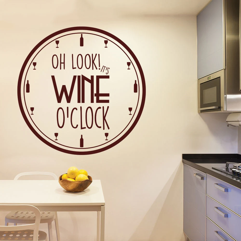 Виниловая настенная наклейка It's Wine Clock декор для кухни бюстгальтер вина съемные