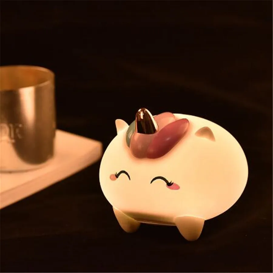 Силиконовый USB светодиодный ночник прикроватный светильник в виде единорога с
