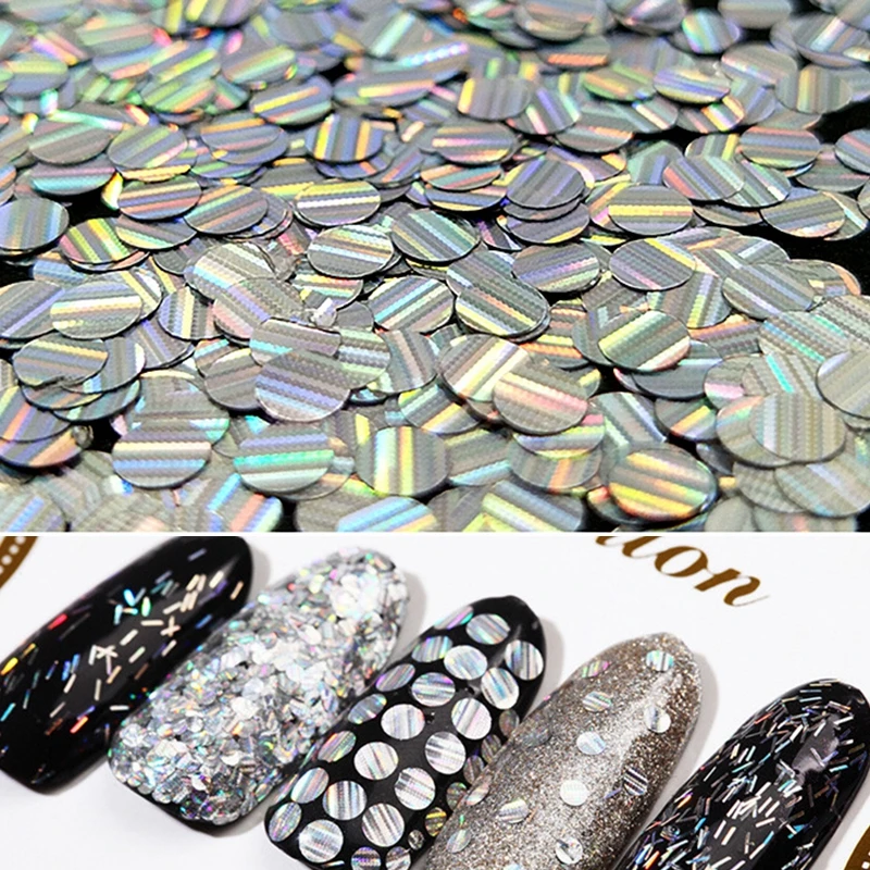 1 коробка искусственные серебряные лазерные хлопья круглые блестящие блестки |