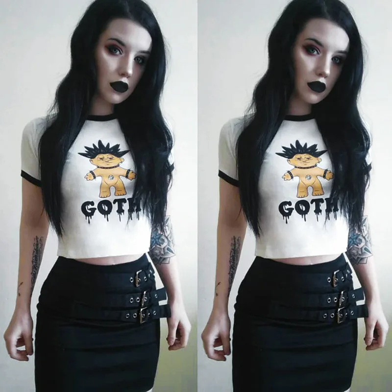 Готическая повседневная женская футболка с принтом Goth Doll летние тонкие крутые