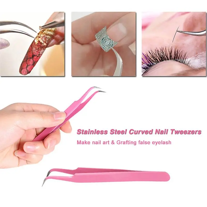 Женский Пинцет для наращивания ресниц из нержавеющей стали с прямой изогнутой