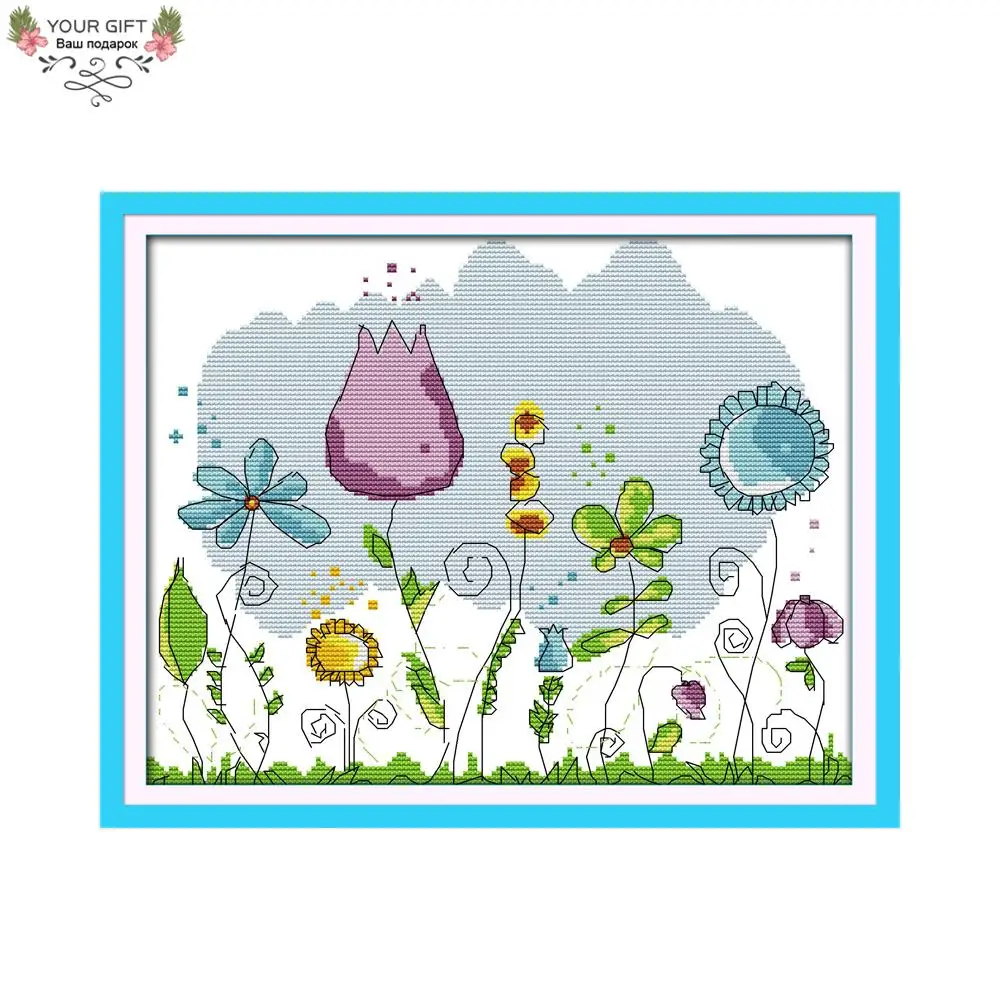 Набор для вышивки цветочные бутоны C161 14CT 11CT|joy sunday|cross stitchflower cross stitch |
