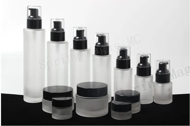 Матовые/зеленые/синие стеклянные бутылки 20 мл черный распылитель/насос для