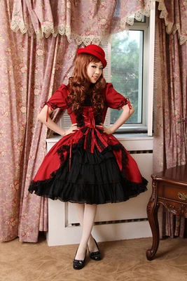 

Cotton Sweet Lace Gothic Lolita Dress With Removable Flare Sleeve L25