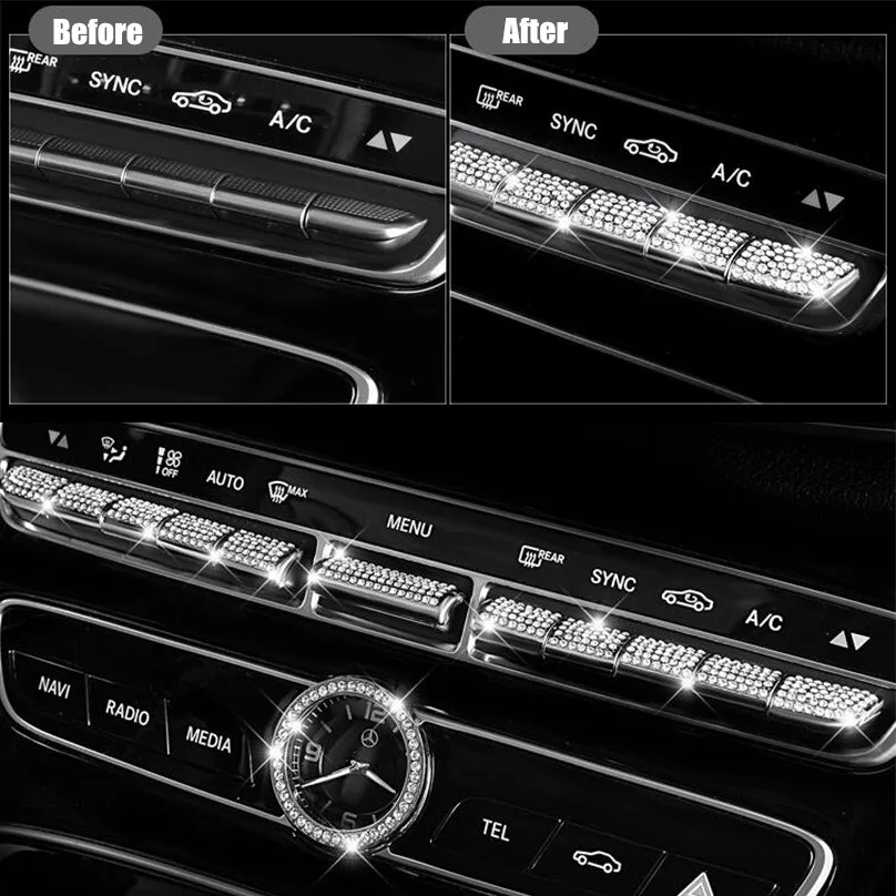 11pcs Diamond Style Center AC Buttons Cover Trim For Mercedes-Benz E Class W213 2017 &amp C W205 15-17 GLC X205 16-17 | Автомобили и