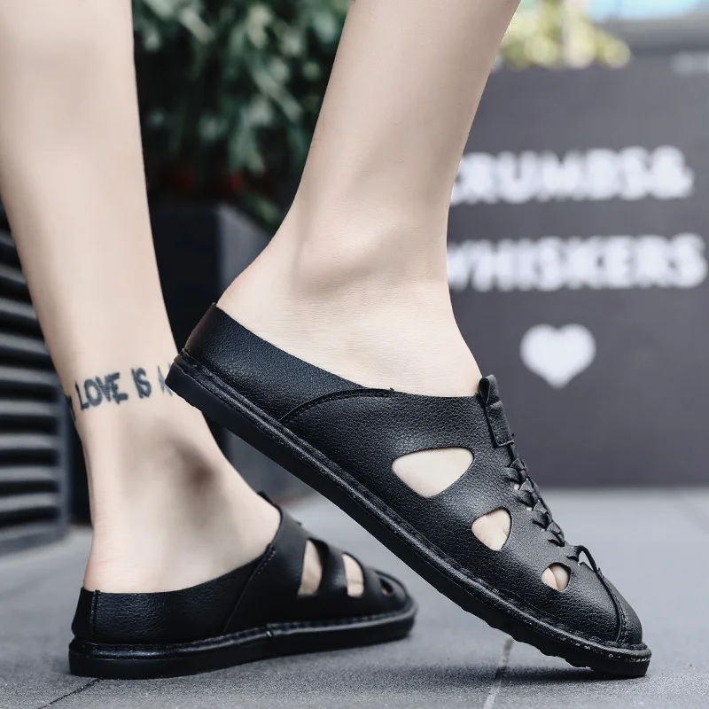 Новинка года; мужские сандалии из натуральной кожи; Мужская обувь; Sandalias Hombre Sandles Sandalet; летние сандалии; большие размеры 38-46 47