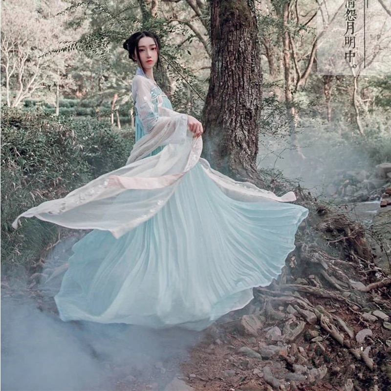 Hanfu юбка танцевальный костюм для женщин фестивальный рейв одежда Этническая Династия Тан Косплей сценическая одежда для женщин певица BL1236