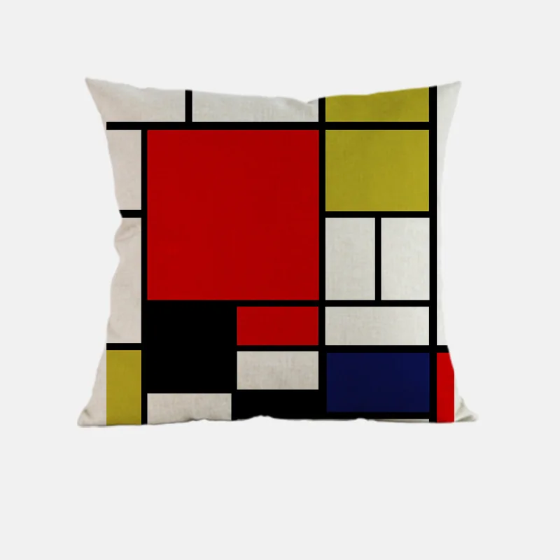 Креативный Европейский стиль mondrian цвет сетки Геометрическая льняная наволочка для дома украшения наволочка - Цвет: D
