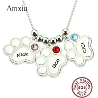 amxiu customize 925 silver palm necklace engrave 1 3 names pendant necklace with birthstone personalized necklace for mom baby