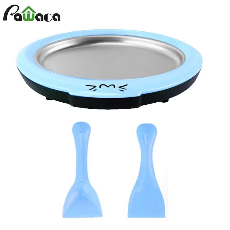 Мультяшная машина для приготовления жареного льда, машина для приготовления жареного йогурта, сковорода, мини-машина для мороженого, домашняя машина для перемешивания йогурта с 2 шт. лопатой для жареного льда