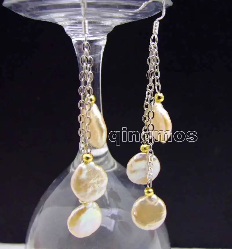 Большая 12-13 мм розовая монета круглая 3 шт натуральный пресноводный жемчуг