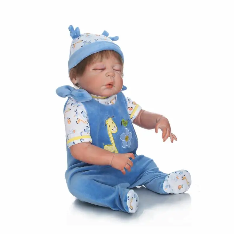 Детские Силиконовые куклы Bebe boy reborn 23 дюйма поддельные спящие подарок для детей can