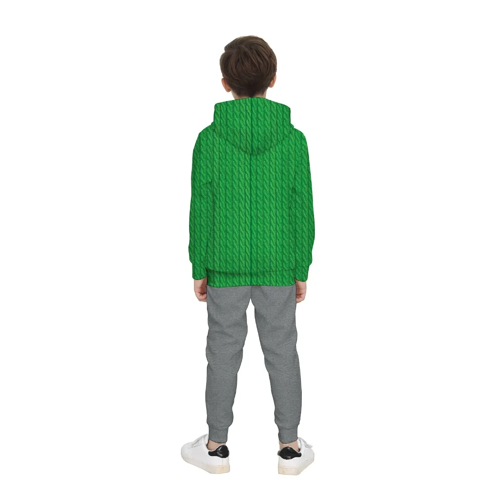 santa claus costume New Year Christmas Costume for boy reindeer 3D printing green hoodies sweatshirts Fancy Cosplay