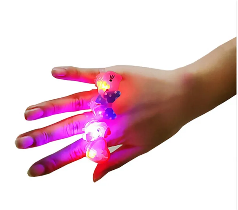 

10 Pcs Kids Cartoon LED Flashing Light Up Glowing Finger Rings Electronic Christmas Halloween Fun Toys Gifts for Children
