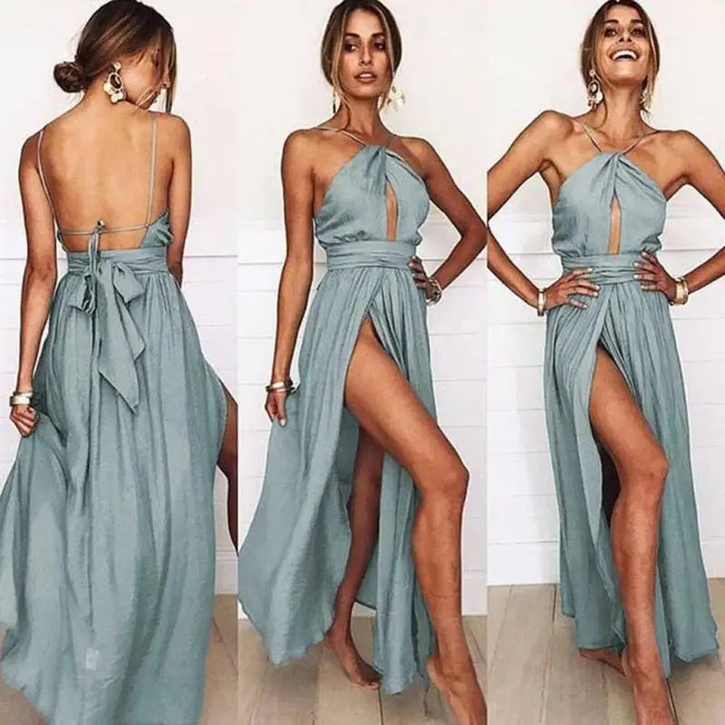 Women's Boho Long Maxi Dress Party Beach Backless Sundress US | Женская одежда